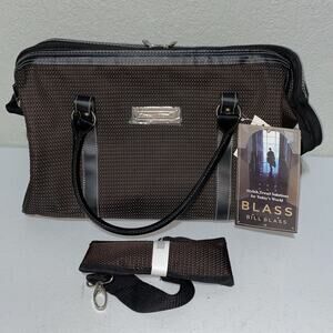 Bill Blass Essentials Designer Travel Bag Luggage Carry On Brown Leather Canvas